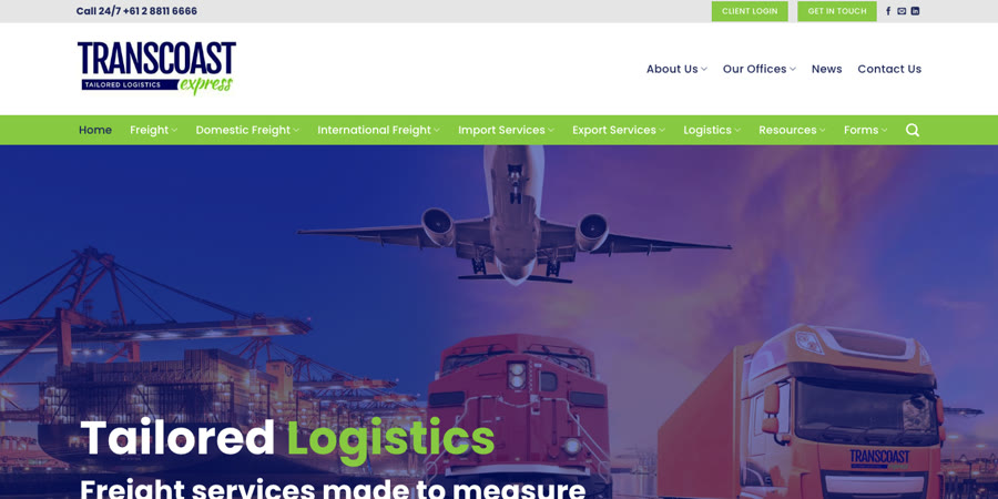 Transcoast Express homepage